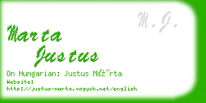 marta justus business card